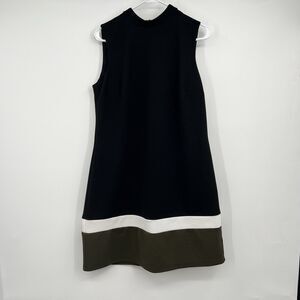 Womens AGB Mock Neck Sleeveless Sheath Dress Career 14 Black Green White